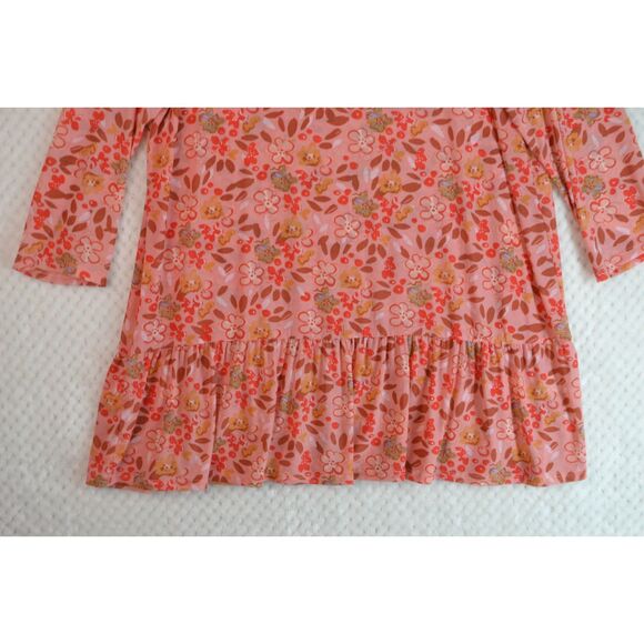 LOGO Layers Lori Goldstein Women's Large Pink Printed Sheer Ruffled Hem Tunic - Picture 3 of 12